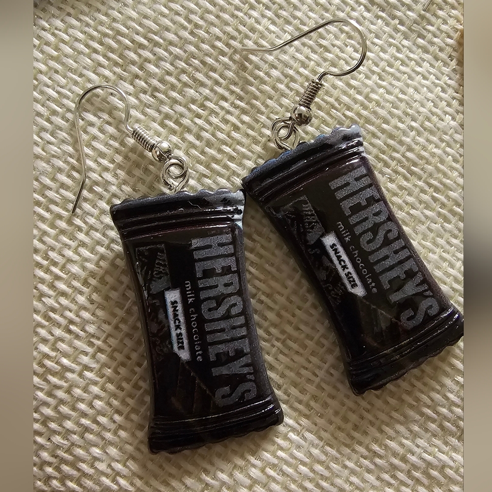 Chocolate Candy Bar Earrings - Black NWOT